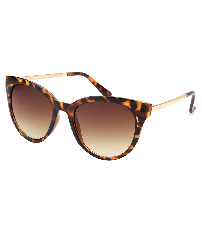 PC Frame Cateye Shape Women's Sunglasses with Metal Temple